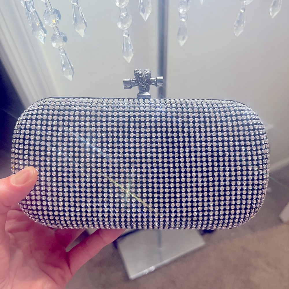 Kate Landry crystal clutch purse. Cross body chain included.